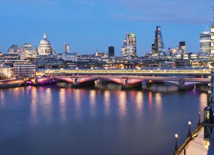 St Paul's Cathedral In The Skyline At Dusk; London, England St Paul's Cathedral In The Skyline At Dusk; London, England