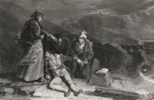 Steel Engraving By G. Presbury From A Drawing By A. Chisolm Of Cleveland's Rescue From Scott's Novel The Pirate Steel Engraving By G. Presbury From A Drawing By A. Chisolm Of Cleveland's Rescue From Scott's Novel The Pirate