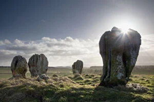 Images Dated 21st January 2012: Sunlight Shining On The Standing Stones Of Duddo; Northumberland, England