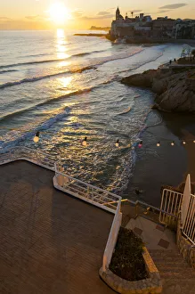 Sunset In The Beautiful Sitges Downtown, A Village Near To Barcelona; Sitges, Spain Sunset In The Beautiful Sitges Downtown, A Village Near To Barcelona; Sitges, Spain