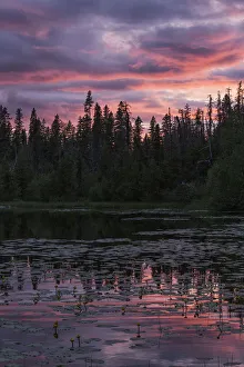 Sunset Over A Small Beaver Pond Along The Yellowhead Highway Near Smithers; British Columbia, Canada Sunset Over A Small Beaver Pond Along The Yellowhead Highway Near Smithers; British Columbia, Canada