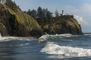 Surf Breaks At Cape Disappointment On The Washington Coast; Ilwaco, Washington, United States Of America Surf Breaks At Cape Disappointment On The Washington Coast; Ilwaco, Washington, United States Of America