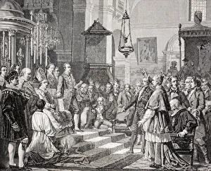 Swearing In Of The Deputies During The Opening Session Of The Cortes Of Cadiz, Spain, 1810. After A Painting By Jos Swearing In Of The Deputies During The Opening Session Of The Cortes Of Cadiz, Spain, 1810. After A Painting By Jos