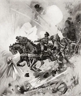 A Team Of Horses From A British Battery Stampede In Fright From Bursting German Shells A Team Of Horses From A British Battery Stampede In Fright From Bursting German Shells