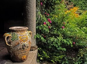 Images Dated 19th March 2007: Temple And Garden Urn, The Wild Garden, Kilmokea, Co Wexford, Ireland