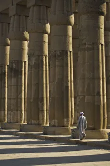 Temple Guard Walking Past Columns In Court Of Amenophis Iii Temple Guard Walking Past Columns In Court Of Amenophis Iii