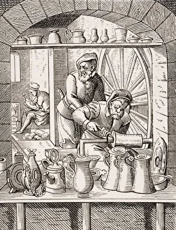 Tinman. 19Th Century Reproduction Of 16Th Century Woodcut By Jost Amman Tinman. 19Th Century Reproduction Of 16Th Century Woodcut By Jost Amman