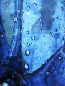 Trickster, Massachusetts, Seekonk, Caratunk Wildlife Refuge, Extreme Close-Up Of Water Droplets On Blue Surface Trickster, Massachusetts, Seekonk, Caratunk Wildlife Refuge, Extreme Close-Up Of Water Droplets On Blue Surface