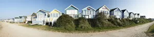 Images Dated 3rd October 2011: UK, Panoramic view of beach huts; Dorset