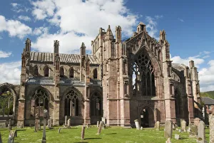 United Kingdom, Scotland, Melrose, Ruins of the Melrose Abbey, Founded by monks in 1136 United Kingdom, Scotland, Melrose, Ruins of the Melrose Abbey, Founded by monks in 1136