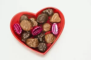 Valentines heart-shaped tray with assortment of sweets