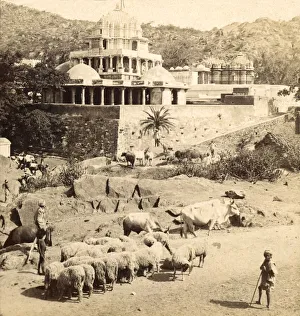 Victorian stereoview card from circa 1900, historic social image. Diwara Temples, Jain Temples Victorian stereoview card from circa 1900, historic social image. Diwara Temples, Jain Temples