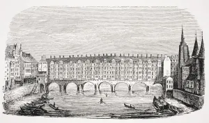 View Of The Ancient Pont Aux Changeurs From An Engraving Of The Topography Of Paris View Of The Ancient Pont Aux Changeurs From An Engraving Of The Topography Of Paris