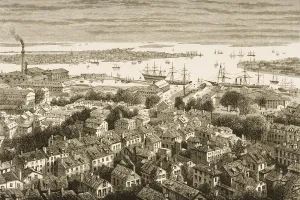 View Of Boston Massachusetts From Bunker's Hill In 1870S. From American Pictures Drawn With Pen And Pencil By Rev View Of Boston Massachusetts From Bunker's Hill In 1870S. From American Pictures Drawn With Pen And Pencil By Rev