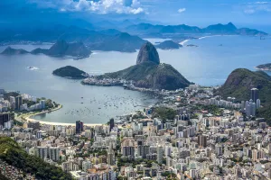 View from Corcovado Mountain of Sugarloaf Mountain, Rio de Janeiro, Brazil View from Corcovado Mountain of Sugarloaf Mountain, Rio de Janeiro, Brazil