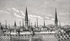 View Of Dortmund In 16Th Century From Copper Engraving In P. BertiusAŽS Theatrum Geographicum View Of Dortmund In 16Th Century From Copper Engraving In P. BertiusAŽS Theatrum Geographicum