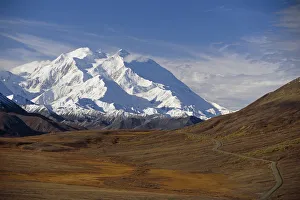 View Of Mt Mckinley & Ak Range From Stony Hill W/Park Road Denali National Park Interior Alaska Autumn View Of Mt Mckinley & Ak Range From Stony Hill W/Park Road Denali National Park Interior Alaska Autumn