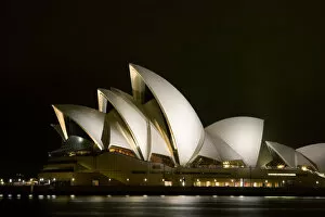 View of Opera House at night; Sydney Harbor