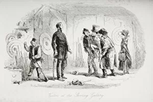 Images Dated 21st November 2005: Visitors At The Shooting Gallery. Illustration By Phiz (Hablot Knight Browne) 1815-1882