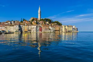 Waterfront and skyline of the fishing port city of Rovinj in the north Adriatic Sea in Istria, Croatia Waterfront and skyline of the fishing port city of Rovinj in the north Adriatic Sea in Istria, Croatia