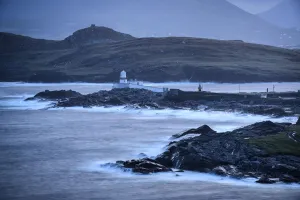 Waves break in predawn hours at Valentia Island Lighthouse on Cromwell Point, Valentia, Ireland Waves break in predawn hours at Valentia Island Lighthouse on Cromwell Point, Valentia, Ireland