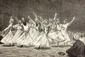 Whirling Dervishes In The 19Th Century. From El Mundo Ilustrado, Published Barcelona, 1880 Whirling Dervishes In The 19Th Century. From El Mundo Ilustrado, Published Barcelona, 1880