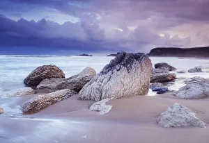 Whitepark Bay, Co Antrim, Ireland; Rocks On The Beach During A Storm Whitepark Bay, Co Antrim, Ireland; Rocks On The Beach During A Storm