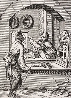 The Wire Worker. 19Th Century Reproduction Of 16Th Century Woodcut By Jost Amman The Wire Worker. 19Th Century Reproduction Of 16Th Century Woodcut By Jost Amman
