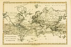 Images Dated 19th September 2004: World Map, Circa. 1760. From 'Atlas De Toutes Les Parties Connues Du Globe Terrestre 'By