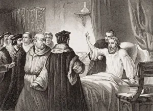 Wycliffe On His Sick Bed Assailed By The Friars At Oxford 1378. John Wycliffe, Also Spelled Wycliff, Wyclif,Wicliffe Wycliffe On His Sick Bed Assailed By The Friars At Oxford 1378. John Wycliffe, Also Spelled Wycliff, Wyclif,Wicliffe