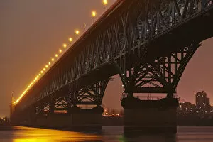 The Yangtze Bridge, crossing the River Yangtze at Nanjing, China; Nanjing, Jiangsu province, China