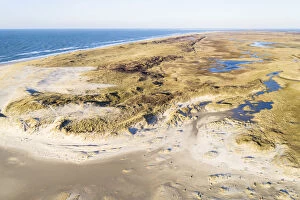 Landschap Noord-Holland Gallery: Aerial view of the Slufter Valley and dunes along the North Sea, Texel, Noord-Holland