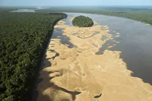 Sandbank in river, Essequibo River, Guyana