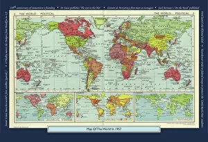 World Maps Collection: Historical World Events map 1957 US version