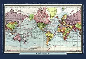 World Maps Collection: Historical World Events map 1964 US version