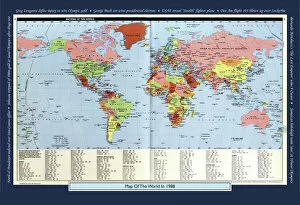World Maps Collection: Historical World Events map 1988 US version