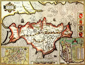 Images Dated 1st April 2020: Isle of Wight Historical John Speed 1610 Map
