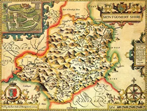 Montgomeryshire Historical John Speed 1610 Map Montgomeryshire Historical John Speed 1610 Map