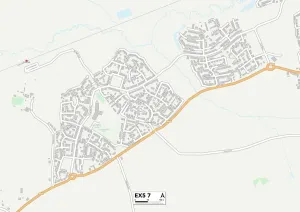 EX - Exeter Prints: EX5 7 Print Map of East Devon Area