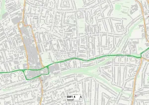 SM - Sutton Prints: Sutton SM1 4 Print Map Sector Postcode Guide