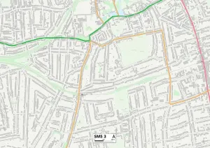 SM - Sutton Prints: Sutton SM5 3 Postcode Sector Map Print