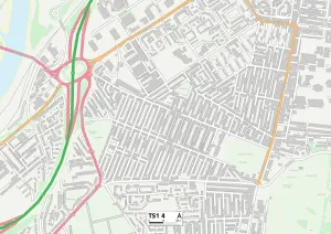 Middlesbrough TS1 4 Postcode Sector Print Map