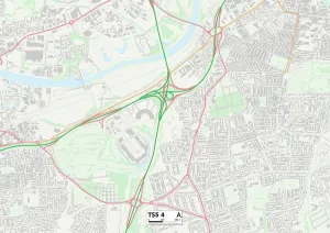 Middlesbrough TS5 4 Print Map Postcode Sector