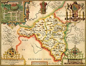 Radnorshire Historical John Speed 1610 Map Radnorshire Historical John Speed 1610 Map