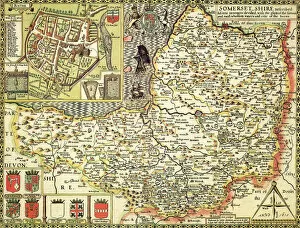 Images Dated 1st April 2020: Somerset Historical John Speed 1610 Map