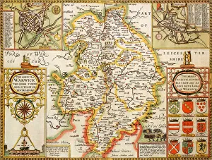 Warwickshire Historical John Speed 1610 Map Warwickshire Historical John Speed 1610 Map