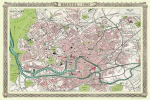Prints of J104 Bristol Prints: Old Map of Bristol 1903 Print