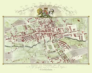 Prints of Fine reproduction in full colour of Griffiths new historical description of Cheltenham and its vicinity originally published in 1825 Map Prints: Cheltenham 1825 Print in Full Colour