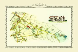 Prints of PL029 Chester Prints: Print of 1884 Old Map: Chester Road to Pype Hayes near Erdington