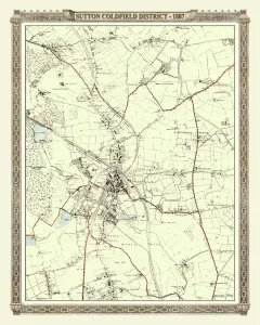 Prints of PL016 West Midlands Prints: 1887 Sutton Coldfield District Old Map Print